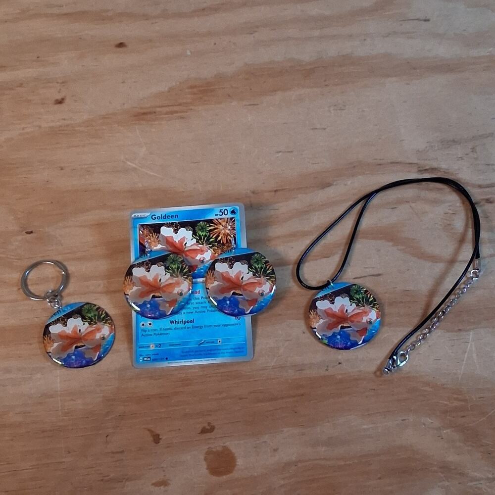 Handmade Goldeen Jewelry Gift Set Earrings Necklace Keychain Set Round Resin